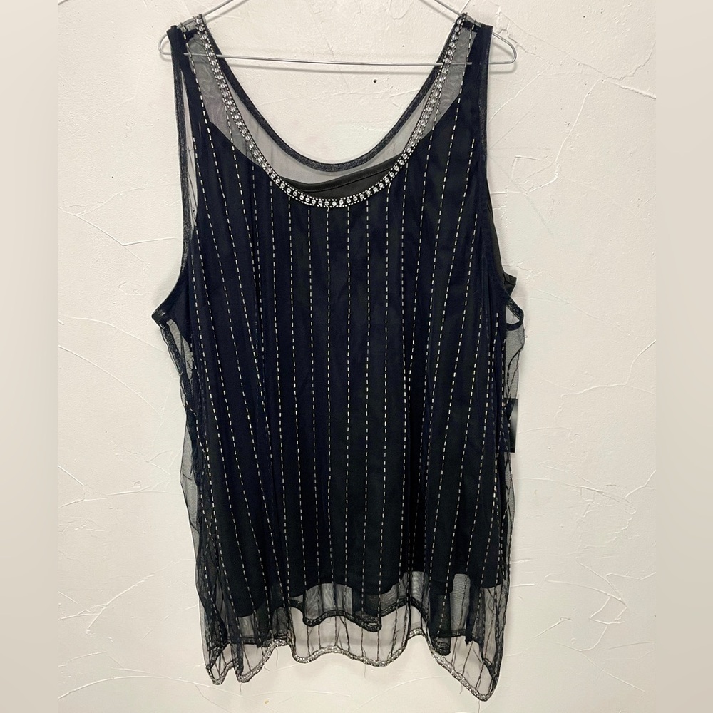 Lane Bryant Women’s Plus Size Beaded Black Tank Top. - Picture 5 of 7